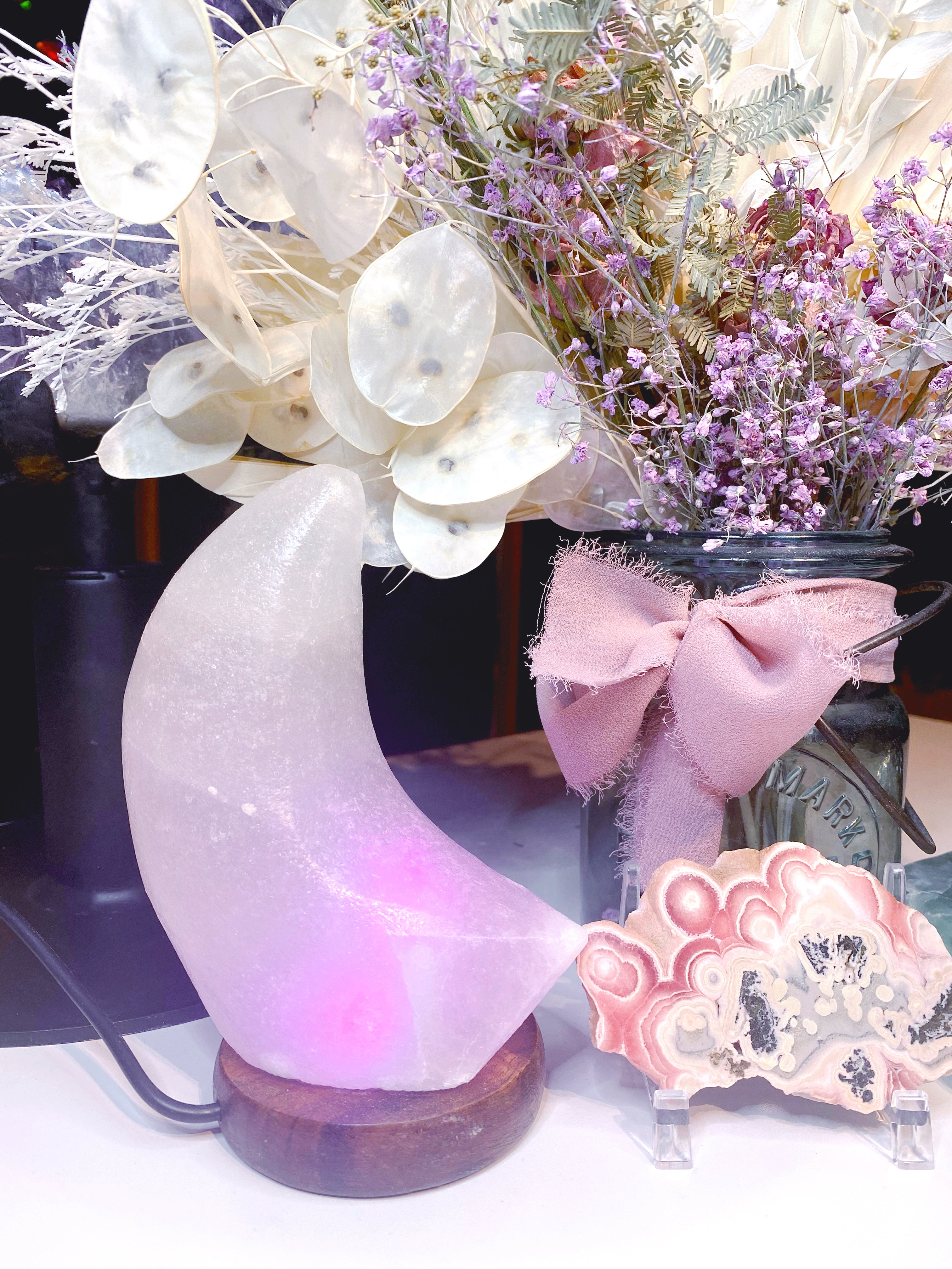 Crescent Moon Salt Lamp - White - Baltic Mermaid