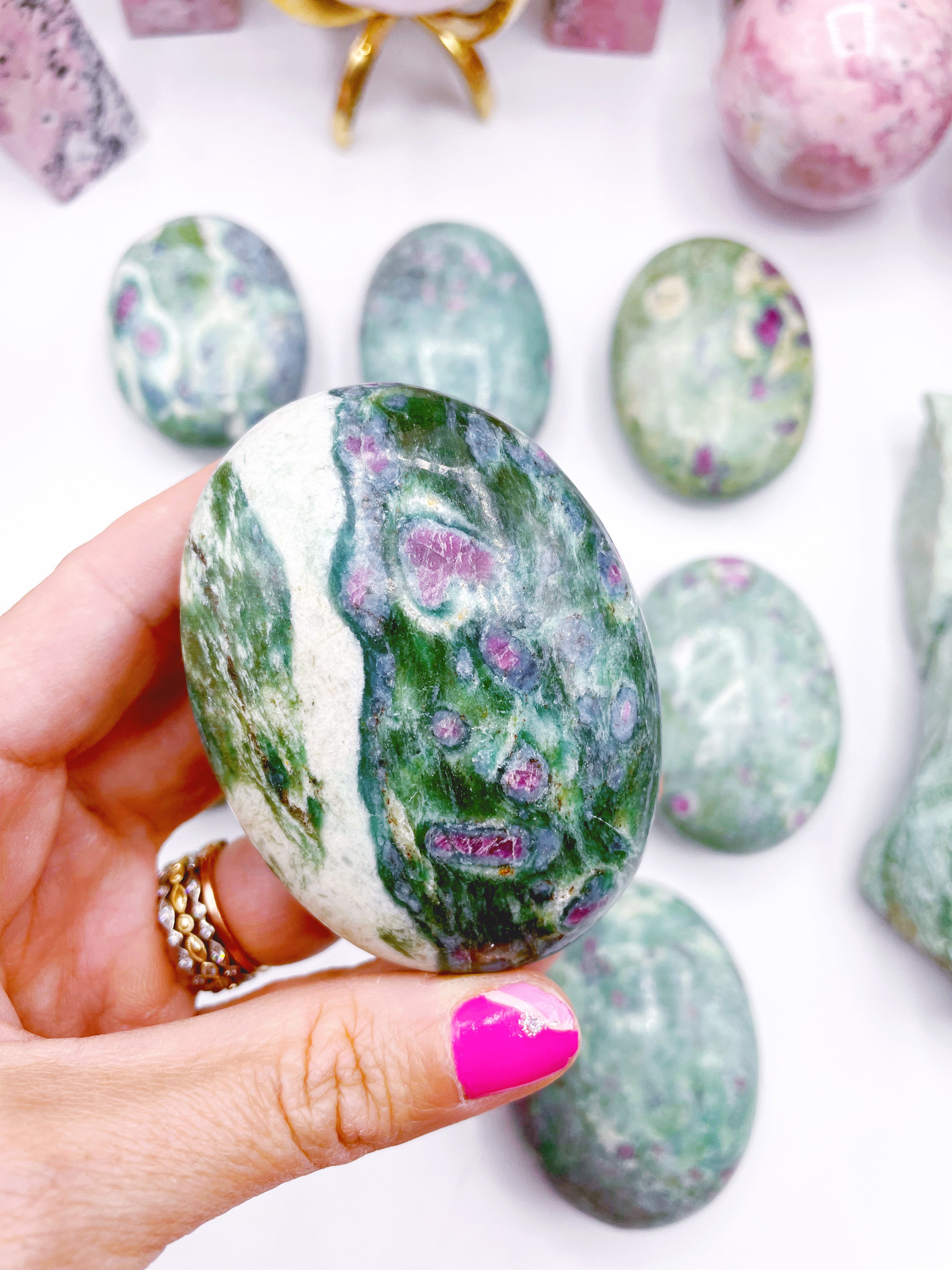 Ruby in Fuchsite Palm Stones - Baltic Mermaid