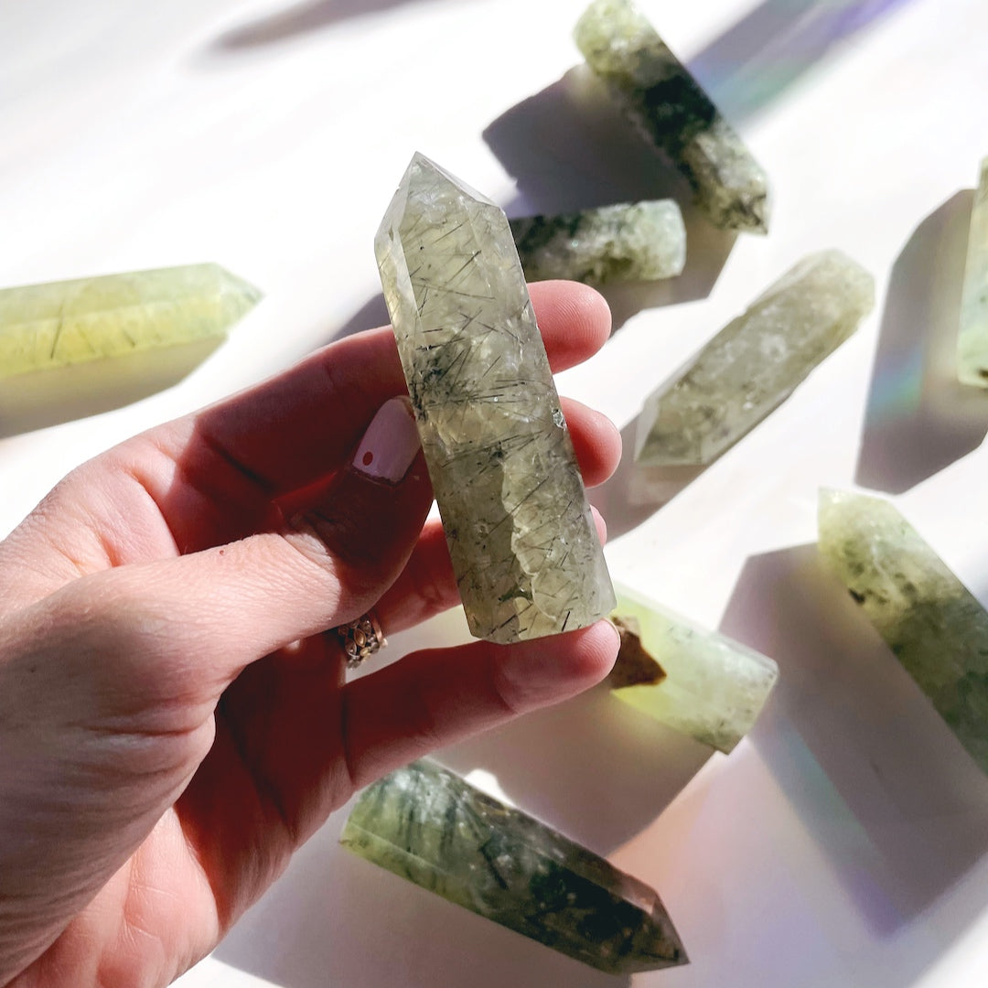 Prehnite with Epidote Lil Tower