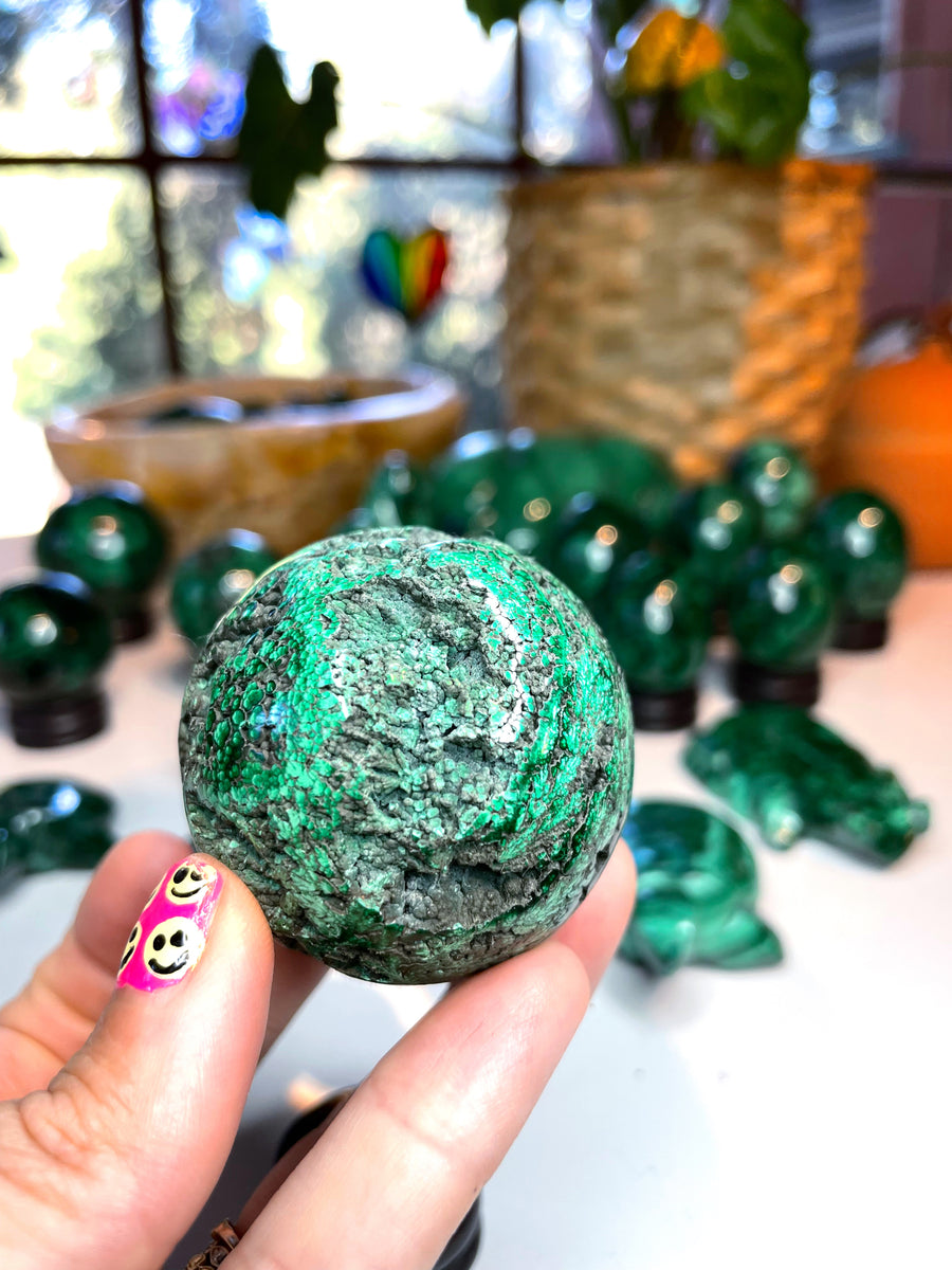 Malachite Carved Sphere