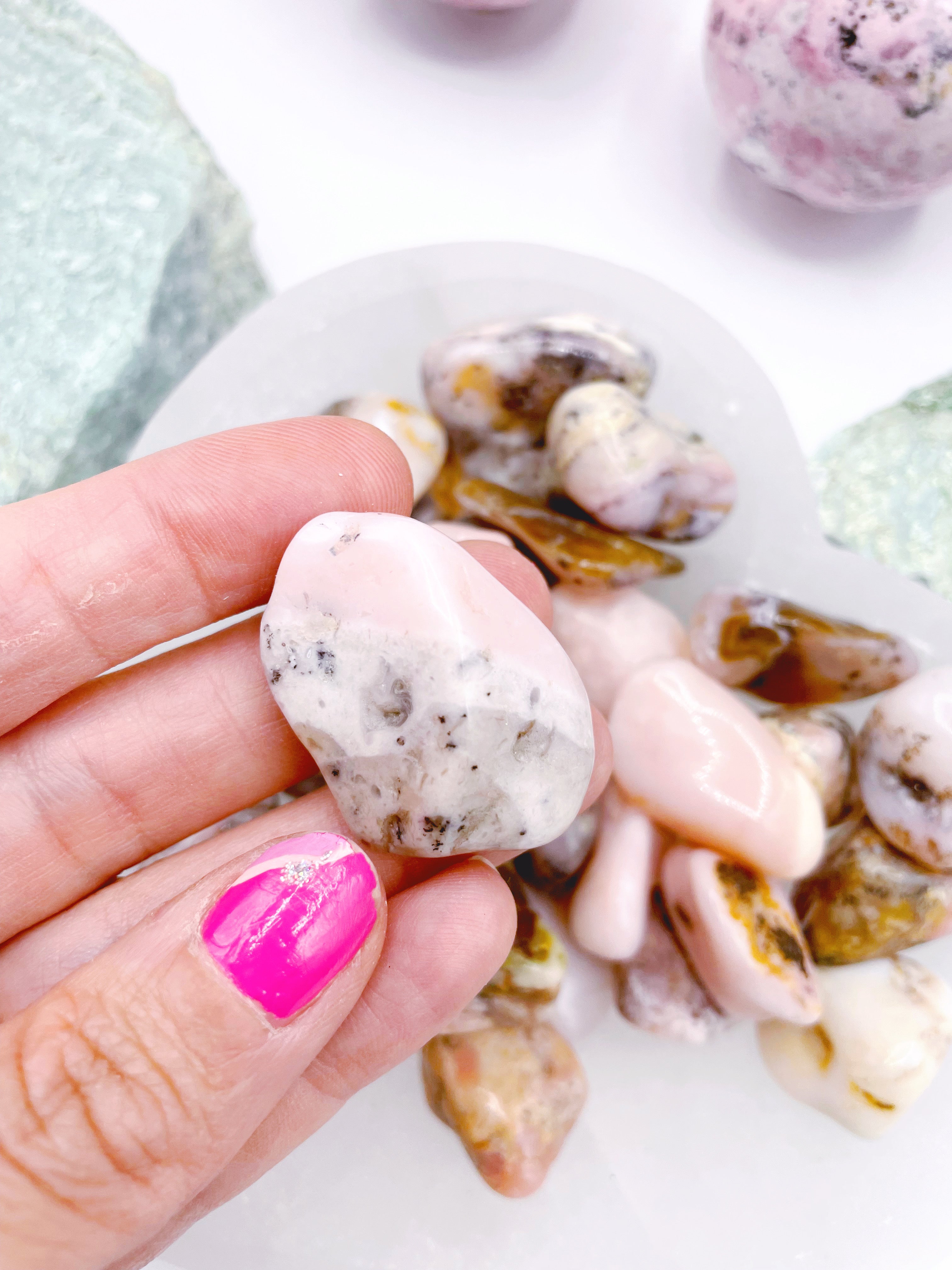 Pink Opal Tumbled Stones - Baltic Mermaid